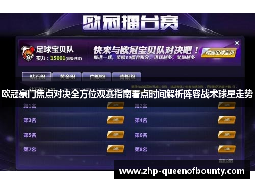 欧冠豪门焦点对决全方位观赛指南看点时间解析阵容战术球星走势