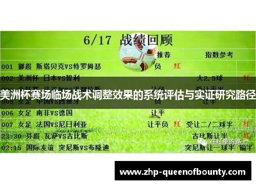 美洲杯赛场临场战术调整效果的系统评估与实证研究路径